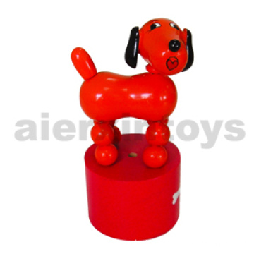 Wooden Push Dog Toy with Sound